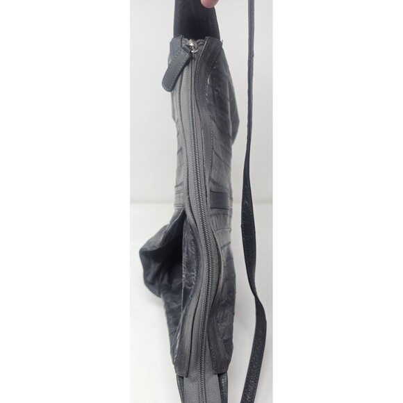 Vtg Lee Sands Genuine Eel Skin Gray Crossbody Purse 90s Classic Pocket Old Money - Picture 13 of 15